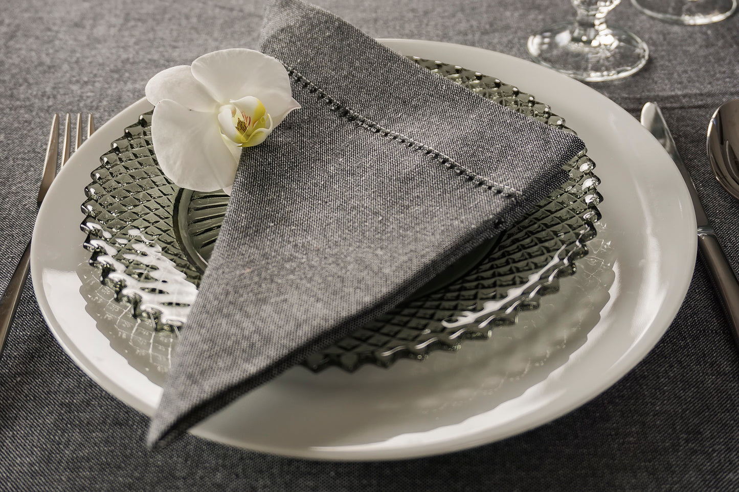 Servetset/4 gemeleerd Zwart